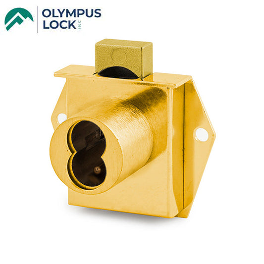 Olympus - 725M - IC Core Mortise Deadbolt Drawer Lock - BEST SFIC - 1-1/16" to Cylinder Length - Standard Length Bolt - Satin Brass - Optional Handing - Optional Key Retaining - Grade 1 - UHS Hardware