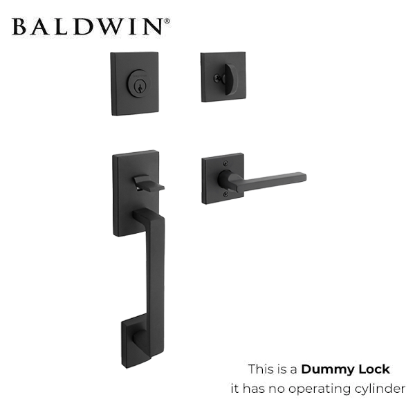 Baldwin Reserve - La Jolla Contemporary Lever Handleset - Full Dummy - Square Rose - 190 - Satin Black - Grade 2 - Optional Handing - UHS Hardware
