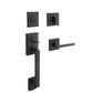 Baldwin Reserve - La Jolla Contemporary Lever Handle Set - Single Cylinder - Contemporary Square Rose - 190 - Satin Black - Grade 2 - LH