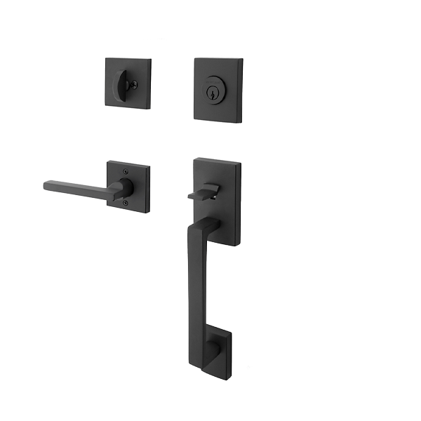 Baldwin Reserve - La Jolla Contemporary Lever Handleset - Full Dummy - Square Rose - 190 - Satin Black - Grade 2 - Optional Handing - UHS Hardware