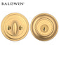 Baldwin Reserve SC.TRD.044 Single Cylinder Deadbolt in Satin Brass finish showcasing sleek and durable design.