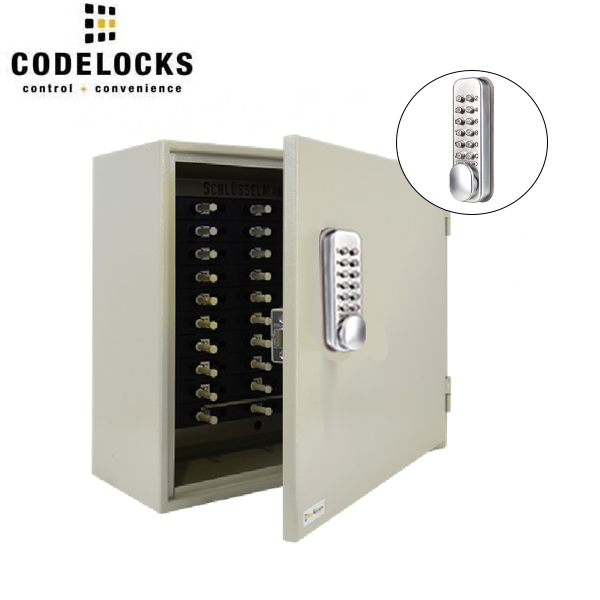 CodeLocks - Key Control Hook Key Control Cabinet w/ CL160 - Self Closing - Mechanical Lock - Tubular Mortise Latch - Hold Back Feature - QuickCode - Optional Cabinet Size - UHS Hardware