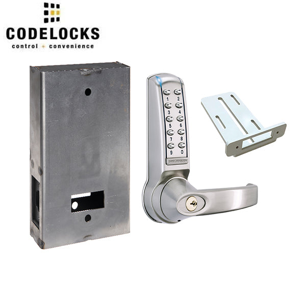 CodeLocks - CL4210 Gate Box Kit - Electronic Door Lock - Electronic Tubular Latchbolt Gate Box Kit - Brushed Steel - UHS Hardware