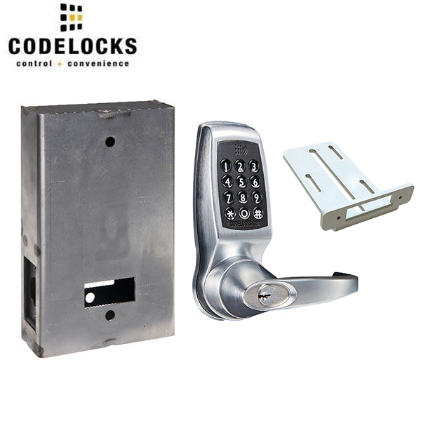 CodeLocks - CL4510 Gate Box Kit - Electronic Smart Lock - Tubular Latch Bolt Gate Box Kit - Entrance - Brushed Steel - UHS Hardware