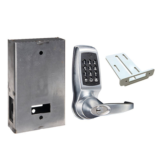 CodeLocks - CL4510 Gate Box Kit - Electronic Smart Lock - Tubular Latch Bolt Gate Box Kit - Entrance - Brushed Steel - UHS Hardware