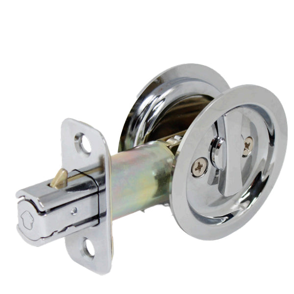 Cal-Royal - 20SDLR - Privacy Sliding Door Lock - 2 3/4" Backset - 1 3/4" Door Thickness - Satin Chrome