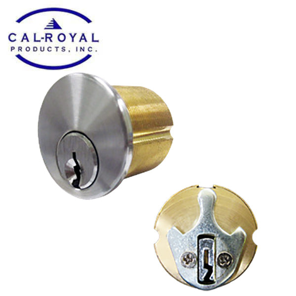 Cal-Royal  - Mortise Cylinder - 6-Pin - For Schlage C - Cloverleaf Cam - 26D - Satin Chrome