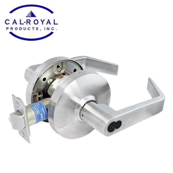 Cal-Royal - ICGN02 - Heavy Duty Cylindrical Lever Set - SFIC - Store Lock Function - Non-Clutch - Satin Chrome - Grade 1