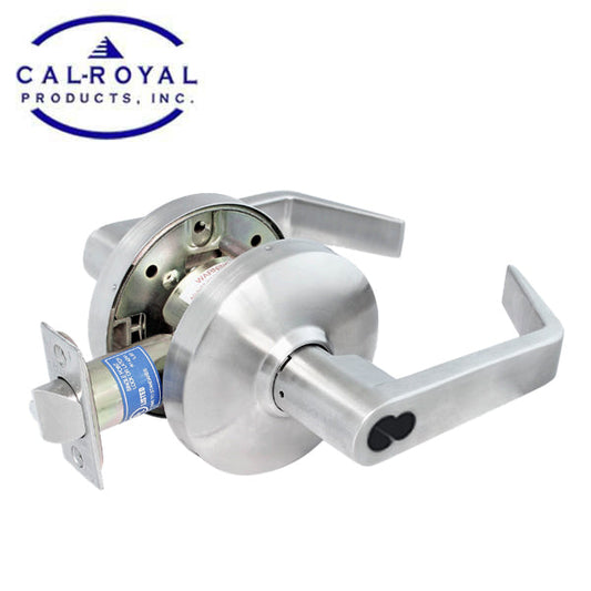 Cal-Royal - ICGN02 - Heavy Duty Cylindrical Lever Set - SFIC - Store Lock Function - Non-Clutch - Satin Chrome - Grade 1
