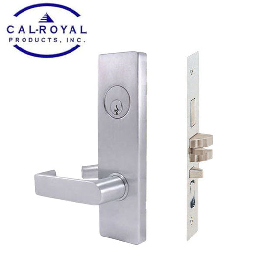 Cal-Royal - NM8050 - NM Series Mortise Lock - Heavy Duty - Office / Entrance Function - SE Escutcheon - 2 3/4" Backset - Right Handed - Satin Chrome - Fired Rated - Grade 1