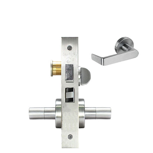 Cal-Royal - NM8456 - NM Series Mortise Lock - Heavy Duty - Sectional Trim Corridor - LHR - Satin Chrome -  Grade 1