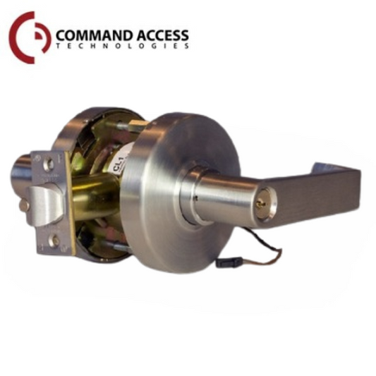 Command Access - Electrified Cylindrical Clutch Lever Set - Fail Safe - Storeroom - L6 Lever - 12/24V - Satin Chrome - Grade 1