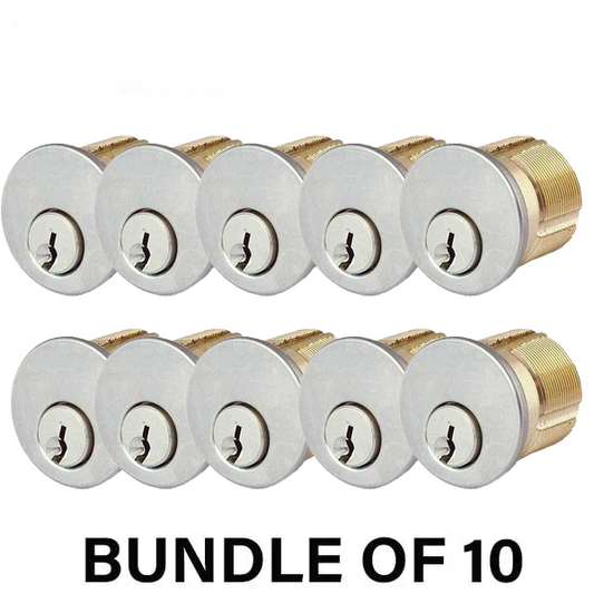 Premium Mortise Cylinder - 1-1/8" - 26D - Satin Chrome - (SC1) (BUNDLE OF 10) - UHS Hardware