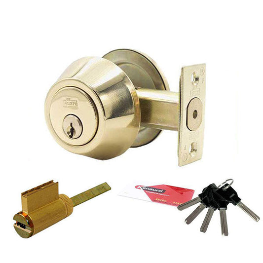 Premium Single Sided Deadbolt - w/ Key Controlled KIK Cylinder - 06 Keyway - UL Listed - US3 - Polished Brass - SC1 - UHS Hardware