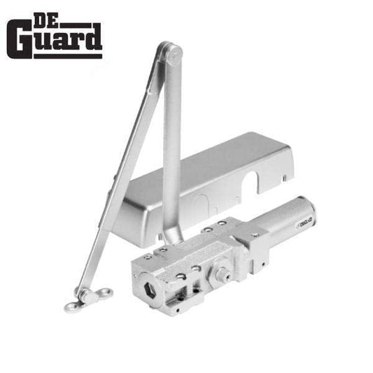 Hydraulic Door Closer / Back Check / w/ Hold To Open / w/ Plastic Cover - Grade 1 - Satin Nickel - Adjustable Size 1-6 - UHS Hardware