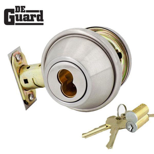 Heavy Duty IC Core Deadbolt and IC Core Cylinder Bundle - Grade 2 - Satin Stainless Steel - SC1 - UHS Hardware