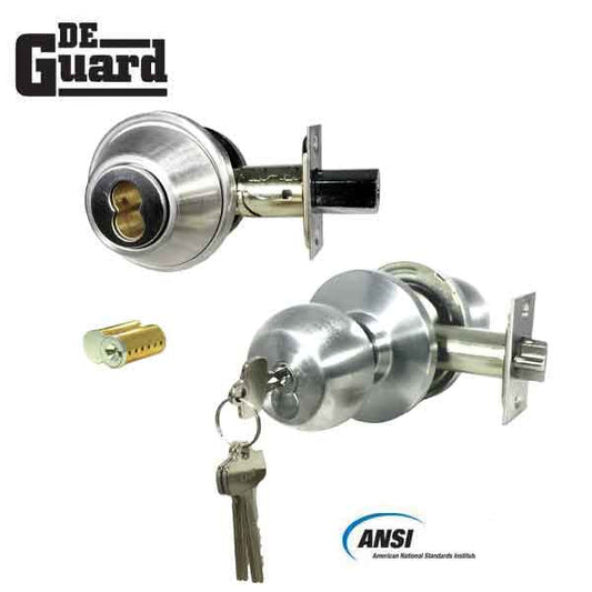 Heavy Duty IC Core Deadbolt w/ Commercial Door Knob Comboset - includes SFIC Cores - Grade 2 - UHS Hardware