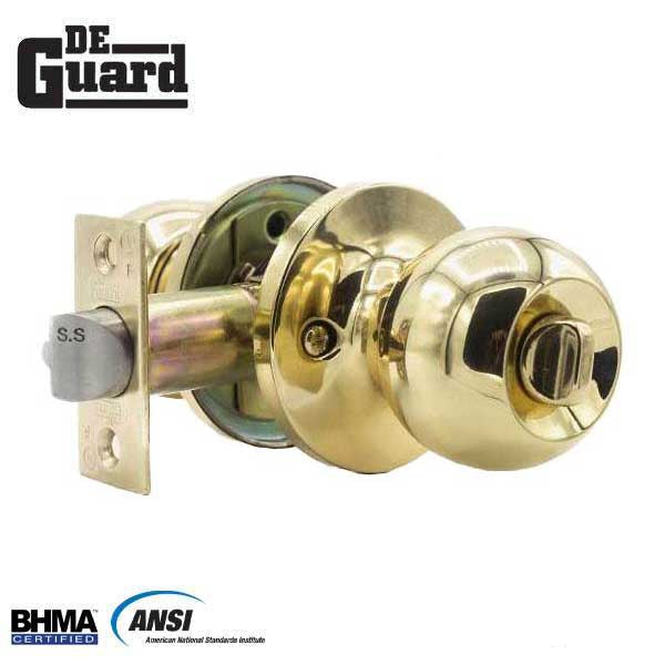 Premium Knobset - Polished Brass - Entrance - Grade 3 - ( SC1 / KW1 ) - UHS Hardware