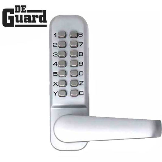 DeGuard - Premium Narrow-Stile - Mechanical Keypad Keyless Lever Set - 1-1/8" Backset - Satin Chrome
