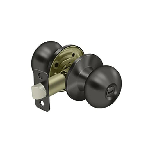 Deltana - Portland Knob Privacy - 2-3/8" Backset - 1 3/8" - 1-3/4" Door Thickness - Universal Handing - Oil Rubbed Bronze
