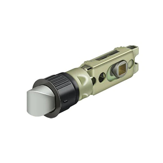 Close-up of Deltana DTN-DLE23875U10B latch mechanism and finish