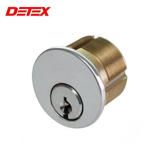 Detex - MC65 - Mortise Cylinder - 1-1/8" 6-Pin Schlage C Keyway - 2 Keys - Brushed Chrome