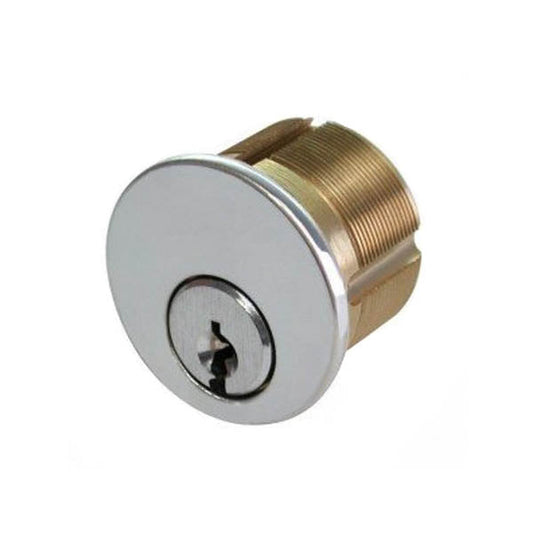 Detex - MC65 - Mortise Cylinder - 1-1/8" 6-Pin Schlage C Keyway - 2 Keys - Brushed Chrome