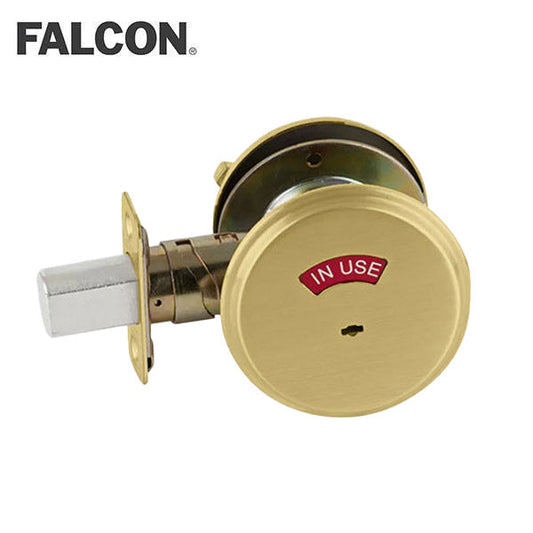 Falcon - D271 - Commercial Deadbolt - Thumbturn x Occupancy Indicator - 2 3/4" Backset - Satin Brass - Grade 2