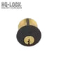 HQ Lock Mortise Cylinder 1-1/8 11P Black with SC1 keyway, solid brass construction, and sleek black finish.