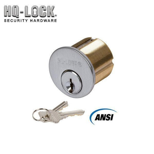 HQ LOCK Mortise Cylinder 1-1/8" 32D Silver SC1 Keyway - Front View
