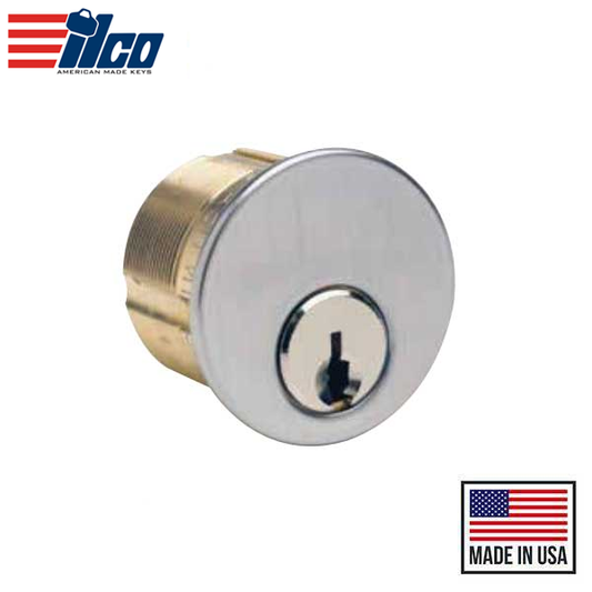 Ilco - 7185 - Mortise Cylinder - 5 Pin - 1 1/8" - Sargent LA - Standard Cam - KD - 26D - Satin Chrome - Grade 1