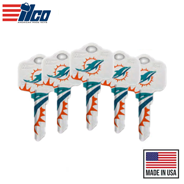 Ilco - NFL TeamKeys - Key Blank - Miami Dolphins - SC1 (5 Pack)