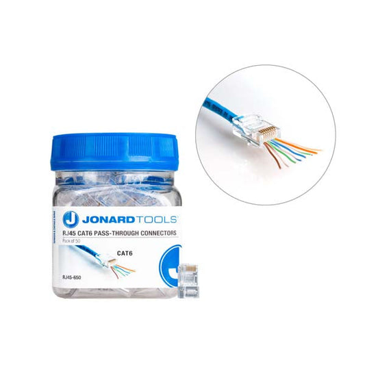 Jonard Tools - CAT6 RJ45 Pass-Through Connectors (Pack of 50) - UHS Hardware