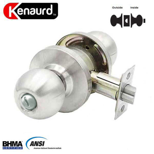 Commercial Door Knob Set - 2-3/4” Standard Backset - Satin Chrome - Privacy - Grade 2