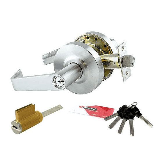 Commercial Lever Set Handle - Grade 2 & Key Controlled KIK Cylinder - 06 Keyway - Entrance / Storeroom - Silver - UHS Hardware