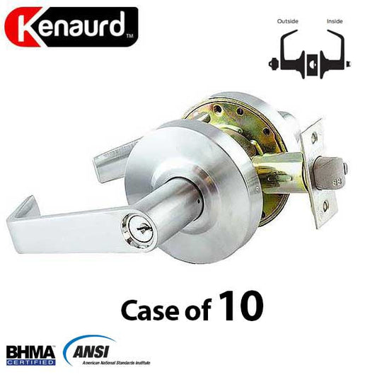 10 x Commercial Lever Handle - 2-3/4” Standard Backset - Satin Chrome - Entrance - Grade 2 - UHS Hardware