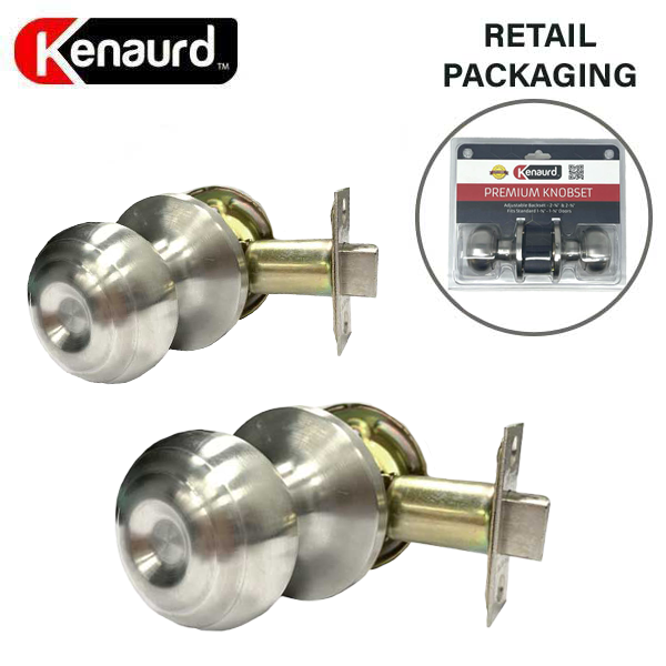 Premium Knob Set Lock - Passage - SS - Satin Silver - Retail Packaging - Grade 3 - UHS Hardware