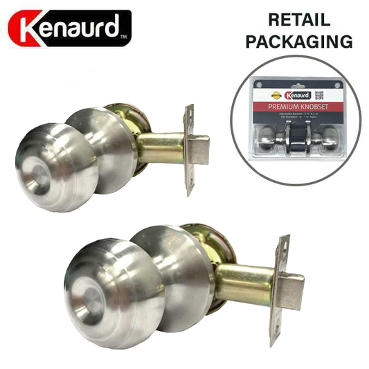 Premium Knob Set Lock - Passage - SS - Satin Silver - Retail Packaging - Grade 3 - UHS Hardware