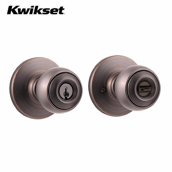Kwikset - 400P - Polo Knob Set - Round Rose - Venetian Bronze - Entrance - SmartKey Technology - Grade 3