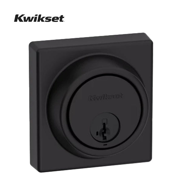 Kwikset - 816 - Key Control Contemporary Deadbolt - Single Cylinder - Square Rose - 514 - Matte Black - SmartKey Technology - Grade 2