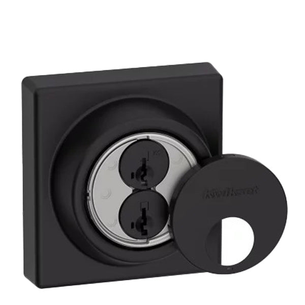 Kwikset - 816 - Key Control Contemporary Deadbolt - Single Cylinder - Square Rose - 514 - Matte Black - SmartKey Technology - Grade 2