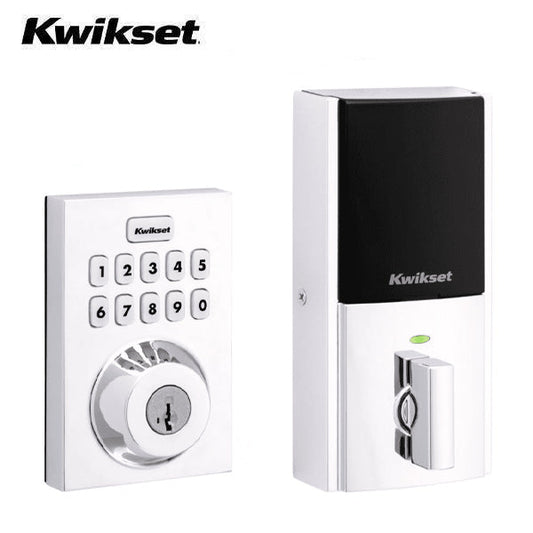 Kwikset - Connect 620 - Contemporary Keypad Connected Smart Lock - 1" Electronic Deadbolt - Z-Wave Technology - Polished Chrome - Grade 2