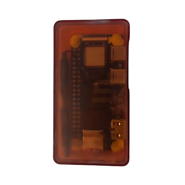 Close-up of KYD-Z51 wireless bridge in translucent orange casing with visible internal components