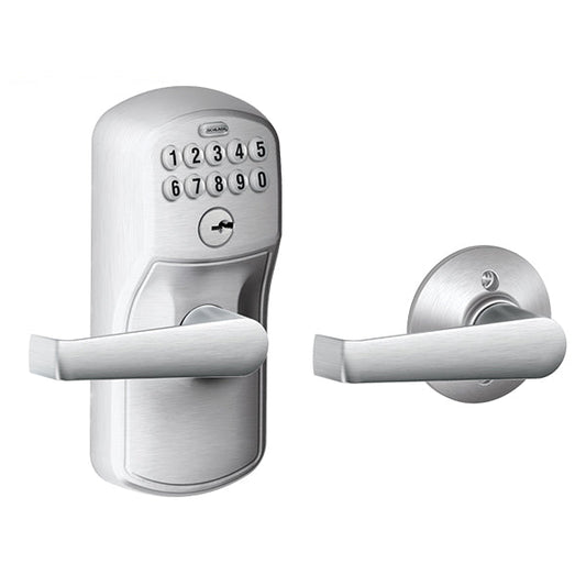 Schlage - FE575 - Keypad Entry with Auto Lock - Plymouth Trim and Elan Lever - Satin chrome  - Grade 2 - UHS Hardware