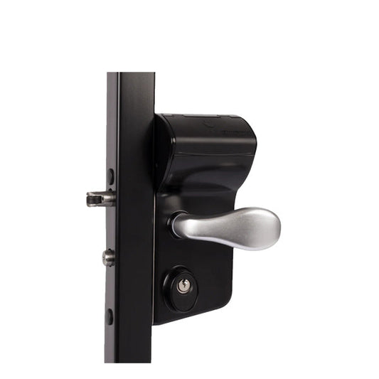 Locinox - VINCI - Surface Mounted Mechanical Code Lock For Gates - For Square Profiles 1 1/2" to 2 1/2" - 9005 with 3006C - Aluminum Handle Pair & Cylinder