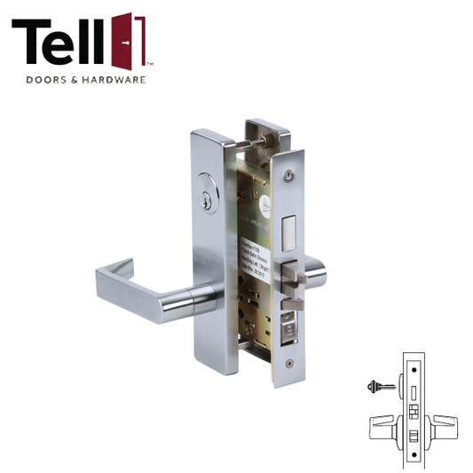 TELL - CL100977 - Heavy Duty Mortise Lock - Satin Chrome - 2-3/4" Backset - Entry