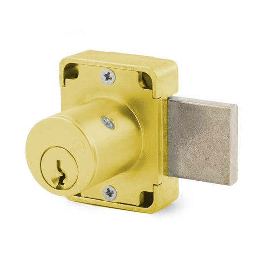 Olympus - 100DR - Cabinet Deadbolt Lock - D4291 4-pin - Standard Bolt - Satin Brass - Optional Cylinder Length - Optional Keying - Non Handed - Grade 1 - UHS Hardware