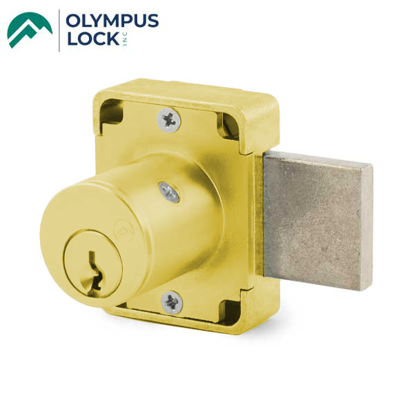 Olympus - 100DR - Cabinet Deadbolt Lock - D4291 4-pin - Standard Bolt - Satin Brass - Optional Cylinder Length - Optional Keying - Non Handed - Grade 1 - UHS Hardware