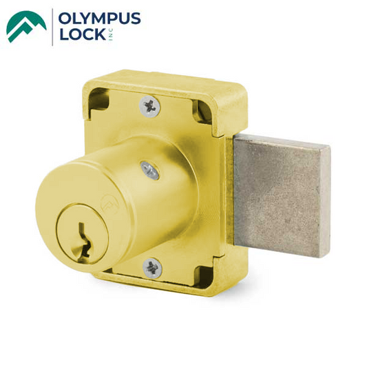 Olympus - 100DR - Cabinet Deadbolt Lock - D4291 4-pin - Standard Bolt - Satin Brass - Optional Cylinder Length - Optional Keying - Non Handed - Grade 1 - UHS Hardware