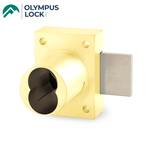 Olympus - 931DR - Cabinet Deadbolt Door Lock - IC: For Medeco or Yale Large-Format Cores - Less Cylinder - Polished Brass - Optional Key Retaining - Grade 1 - UHS Hardware